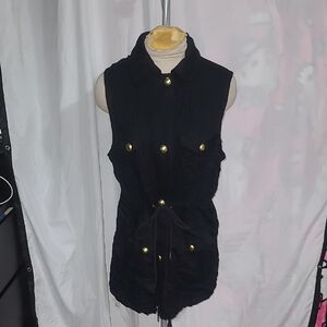 Michael Kors Sleeveless Utility Vest with Gold Buttons